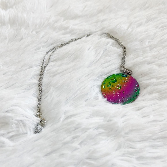 Rainbow & Silver Moon Pendant - Picture 3 of 4